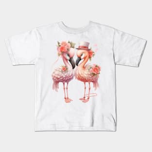 Flamingo Couple Gets Married Kids T-Shirt